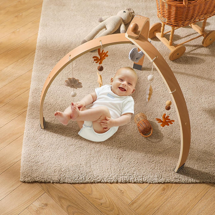 Promise Babe Spielbogen Baby Holz für Babies, Baby Spielbogen mit Abnehmbaren Meerestiere Spielzeuge