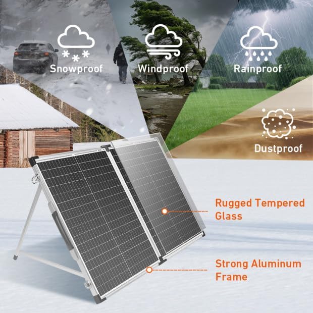 DOKIO 100 Watt 12 Volt Monokristalliner Faltbarer Tragbarer Solarmodule Mit Wasserdichtem Laderegler