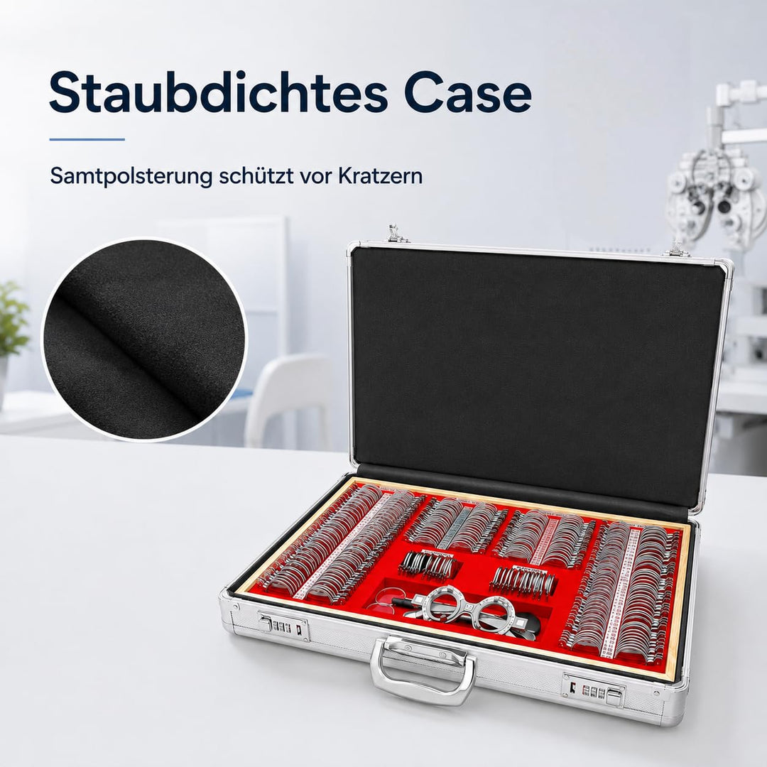 Optometrie-Set 266 Testlinsen Metall-Messbrille mit Prismen Refraktion für Klinik Optiker Sehtest MR