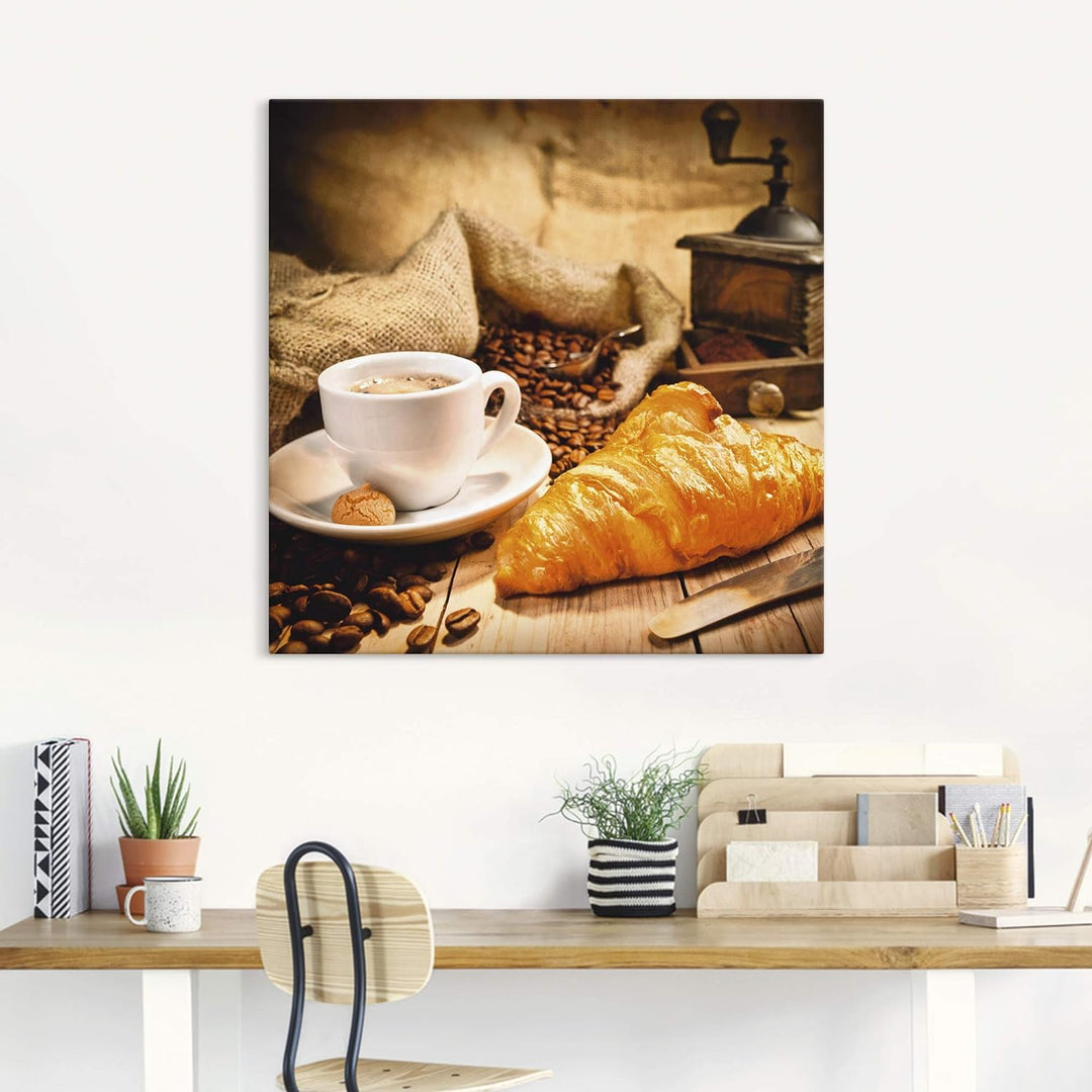 Artland Leinwandbild Wandbild Bild auf Leinwand 50x50 cm Wanddeko Kaffee Coffee Cafe Kaffeebohnen Le