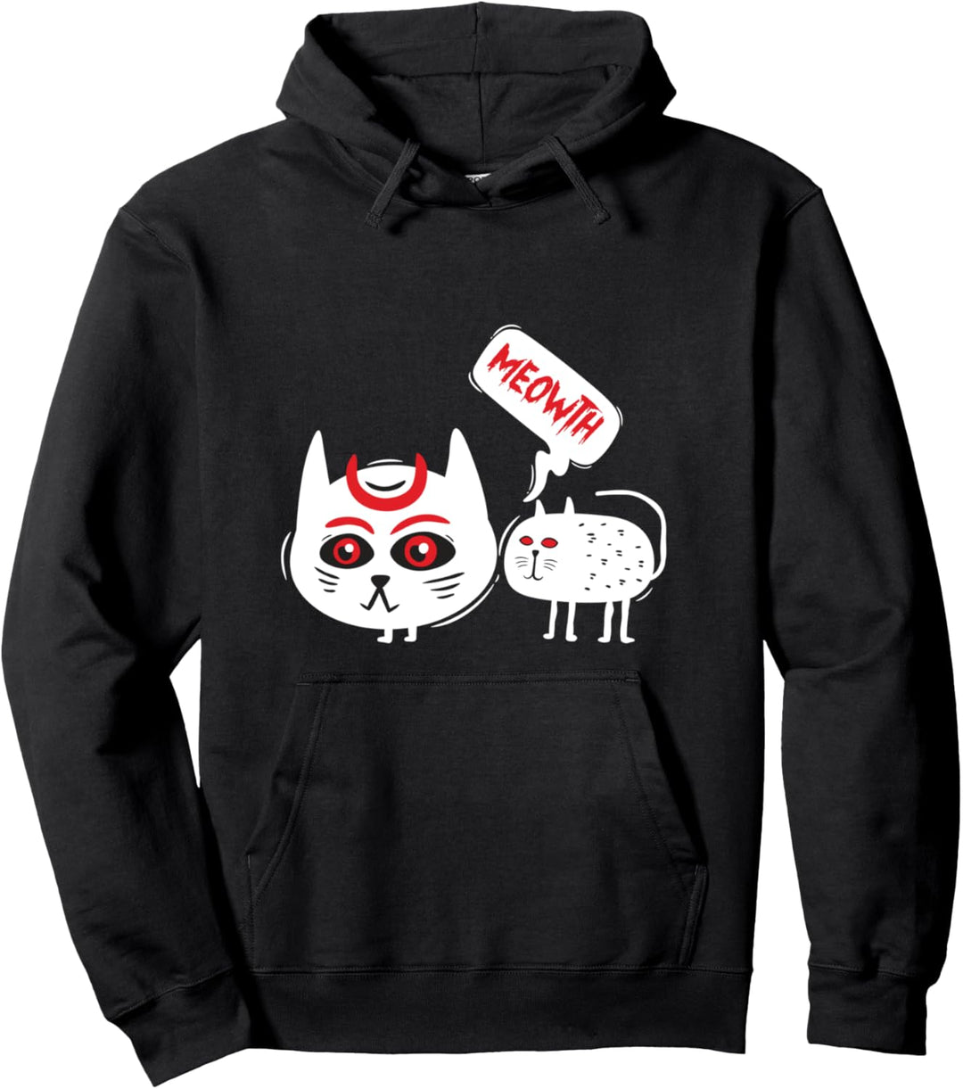 Lustige Weisse Katzen Meowth Geschenk Lustig Halloween Pullover Hoodie