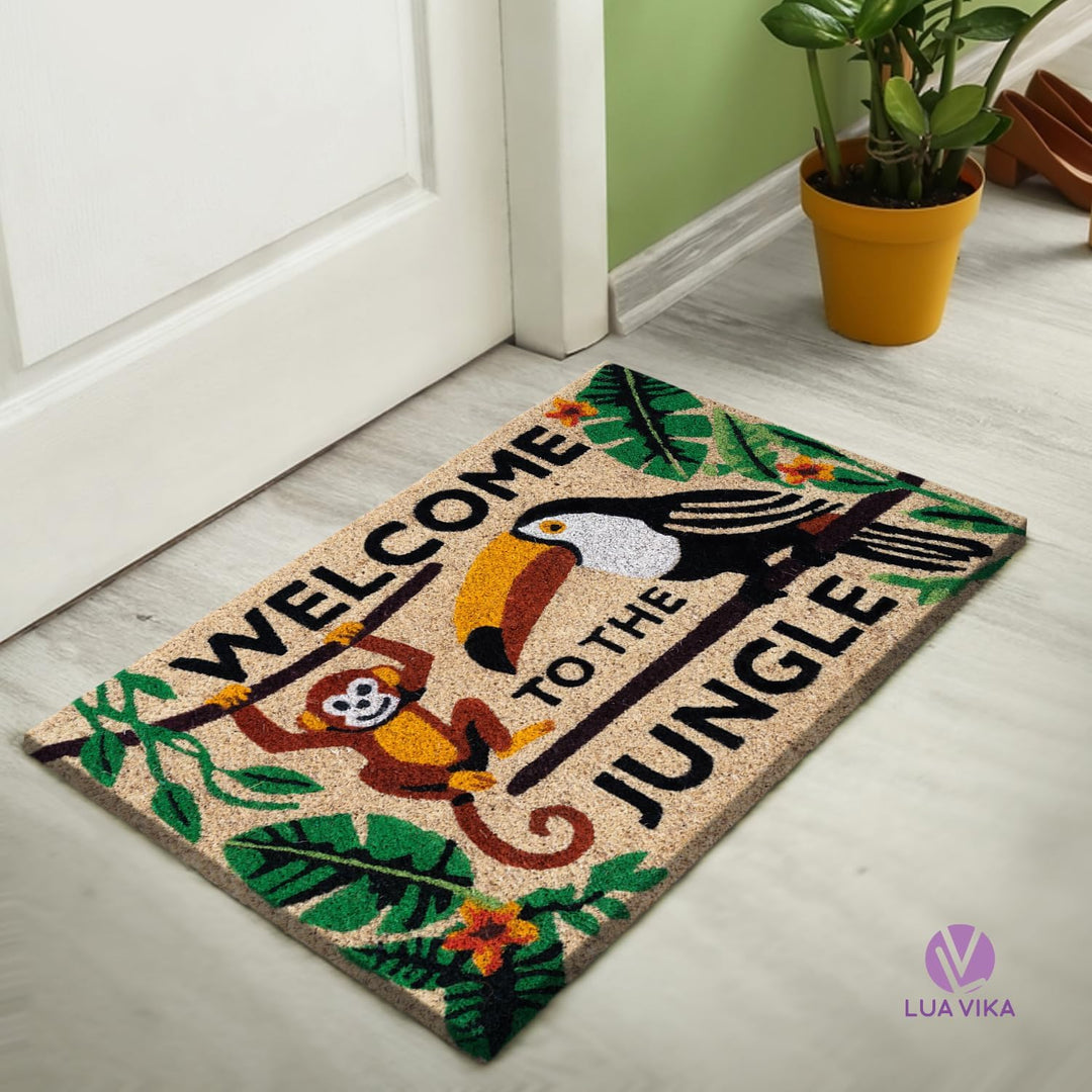 Fussmatte Kokos - Welcome to the Jungle - 40x70 cm - Fussmatte Aussen und Innen - Fussmatten Haustür