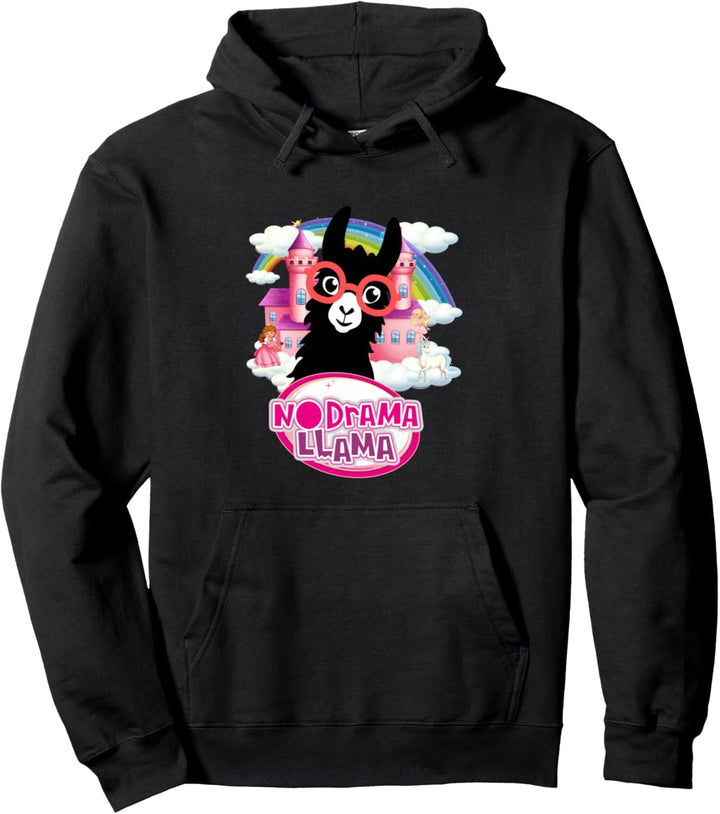 Cool Llama with Fairy Princess Palace Cartoon Illustration Pullover Hoodie