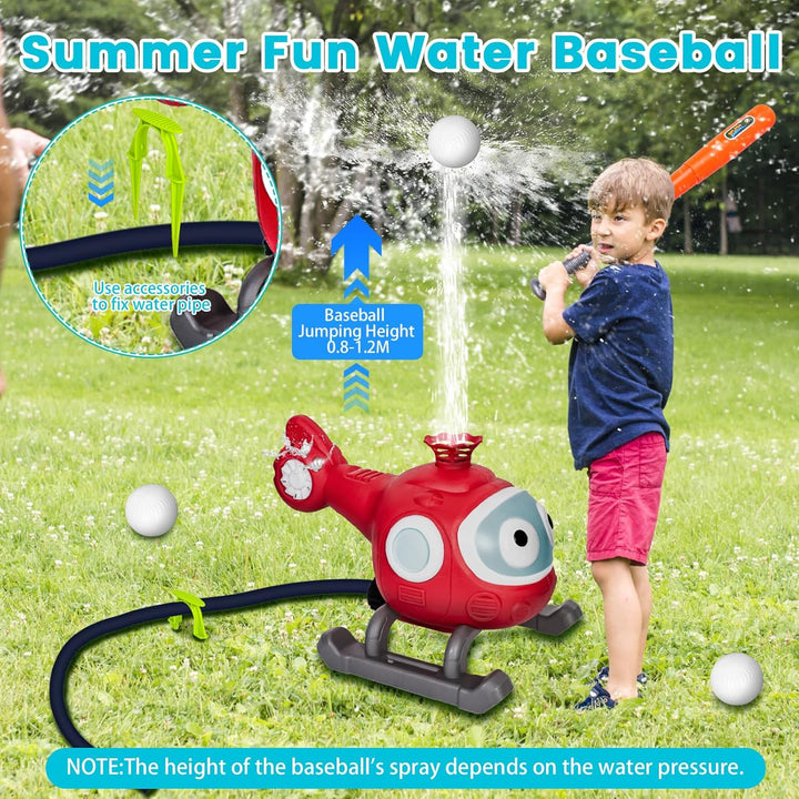 Wassersprinkler-Baseballspielzeug für Kinder, Hubschrauber -Sprinklerball-Set, 2-in-1-Outdoor-Sprink