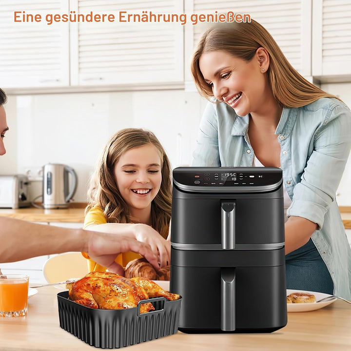 Silikonform Heissluftfritteuse Zubehör für Cosori Turbo Tower/Pro/Smart, Airfryer Zubehör 10,8L Doub