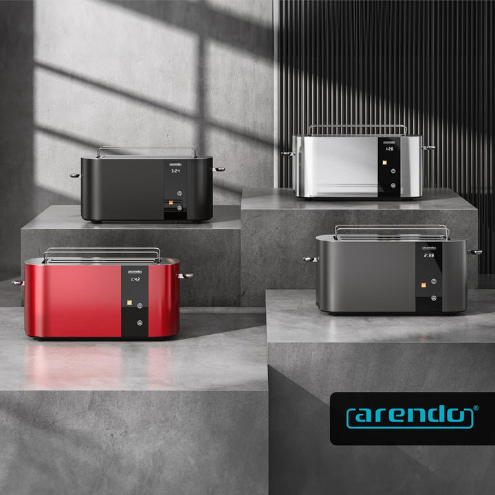 Arendo - Edelstahl Toaster 4 Scheiben Langschlitz - Touchscreen – Doppelwandgehäuse – 1500 W – Integ