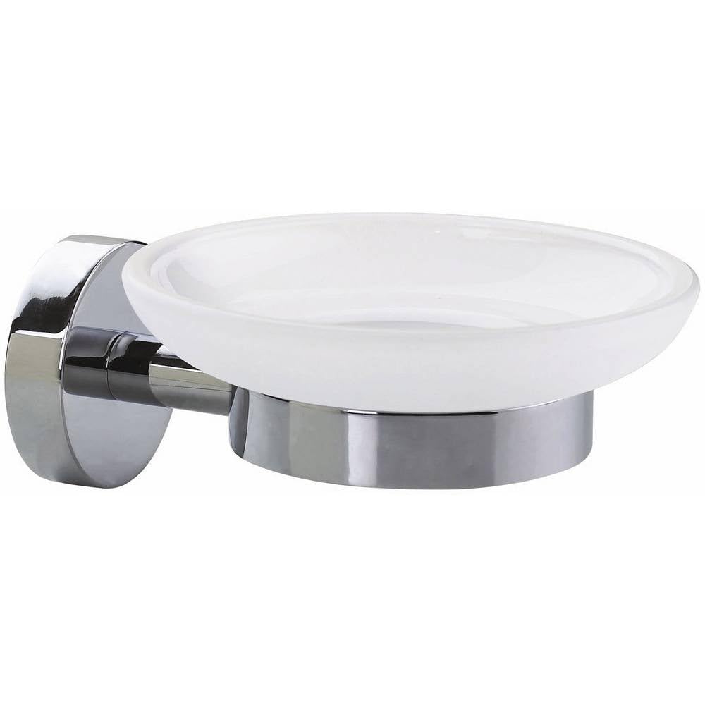 tesa SMOOZ Seifenschale mit Wandhalterung, satiniertem Glas und verchromtem Edelstahl - zur Wandbefe