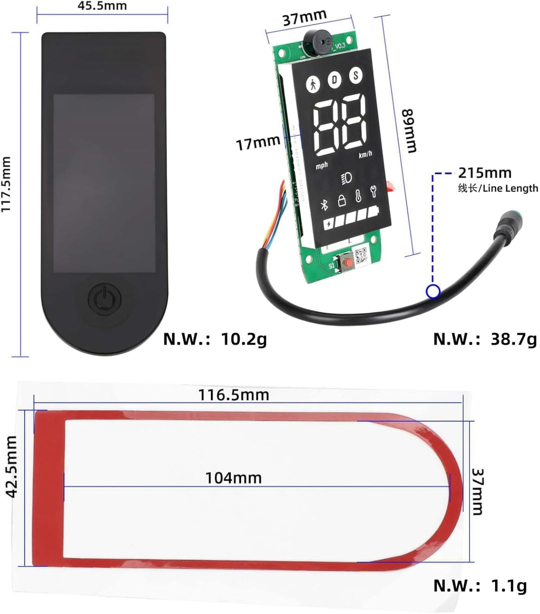 XBERSTAR Elektroroller Armaturenbrett für Xiaomi 4 Lite 2nd Elektroroller Armaturenbrett Leiterplatt