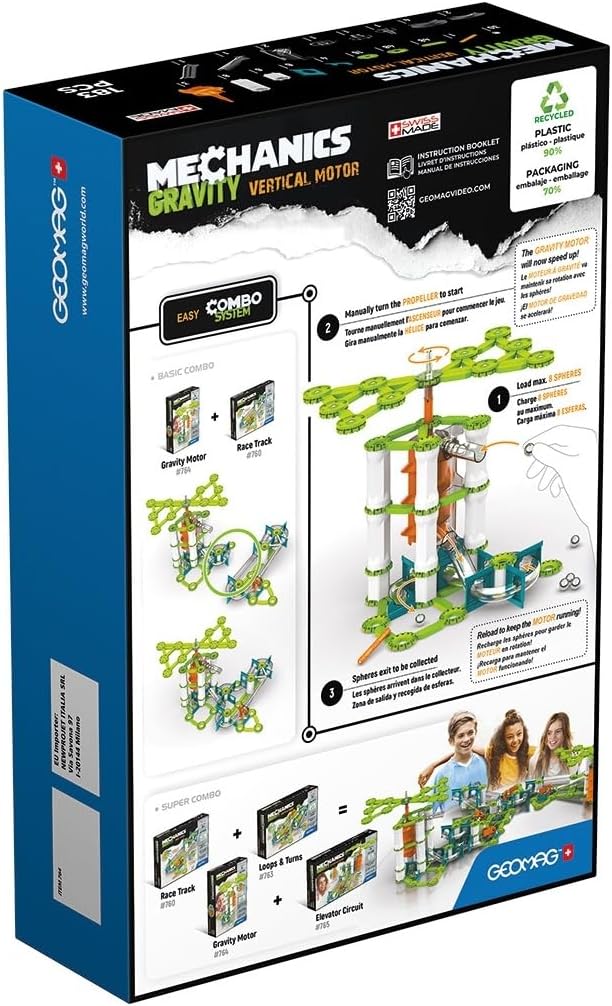 Geomag - Mechanics Gravity Vertical Motor - Lern- und Kreativspiel für Kinder - Magnetische Baustein