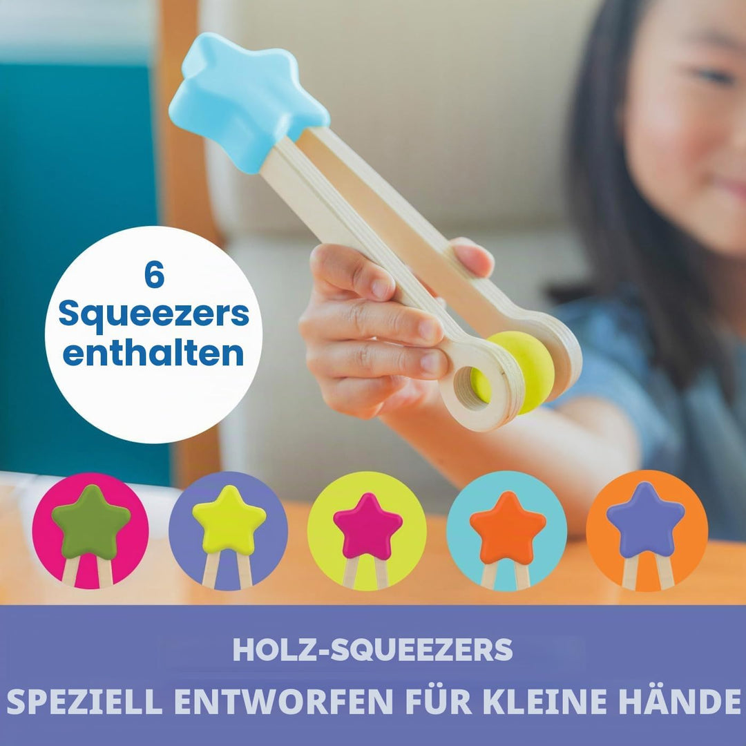 Learning Resources Easy Tweezies Gruppenset, Montessori Holzpinzetten ab 3 Jahren, Feinmotorik-Werkz