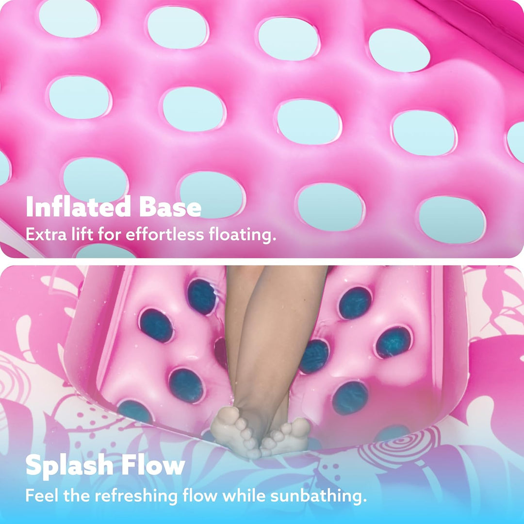 Sloosh 72"x38"/180x95 cm Luftmatratzte Pool für Erwachsene, aufblasbarer Sonnenpool mit Getränkehalt