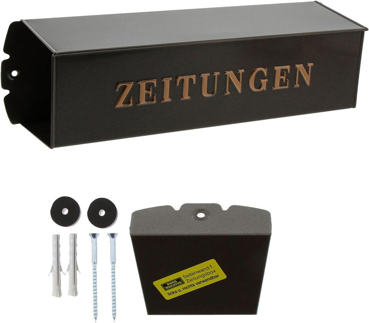 Burg-Wächter Zeitungsrolle mit Metall-Seitendeckel, Briefkastenergänzung, Eckig, Verzinkter Stahl, 8