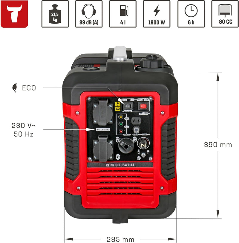 STIER Stromerzeuger Premium SNS-190, Strom Generator, Benzin, 4l Tankvolumen, 21,5 Kg, Stromaggregat