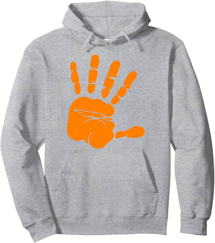 Orange Handabdruck Pullover Hoodie
