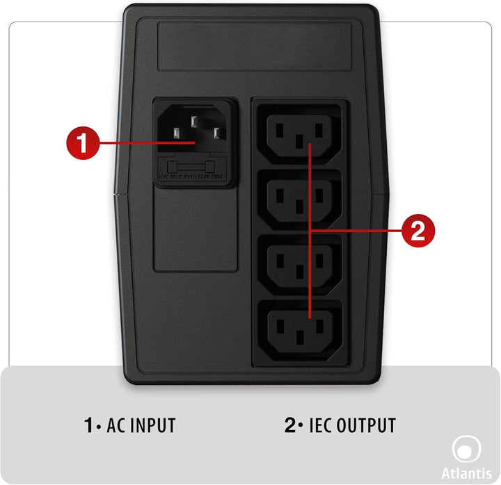 Atlantis Land OnePower PX800 Netzteil, Nicht unterbrechbar, 800 VA, 4 AC-Ausgänge – Stromversorgung
