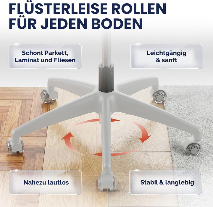 SCHEKKA® Ergonomischer Bürostuhl [verstellbare Lordosenstütze] 3D-Armlehnen | Atmungsaktives Mesh |
