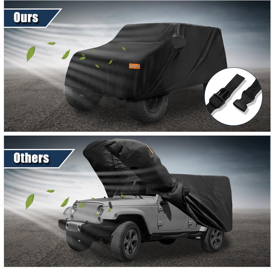 X AUTOHAUX SUV Auto Abdeckung für Jeep Wrangler JK JL 2 Türer 2007-2021 Wasserdicht Schwarz, Schwarz