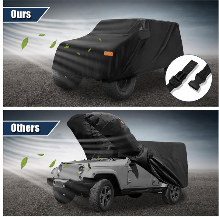 X AUTOHAUX SUV Auto Abdeckung für Jeep Wrangler JK JL 2 Türer 2007-2021 Wasserdicht Schwarz, Schwarz