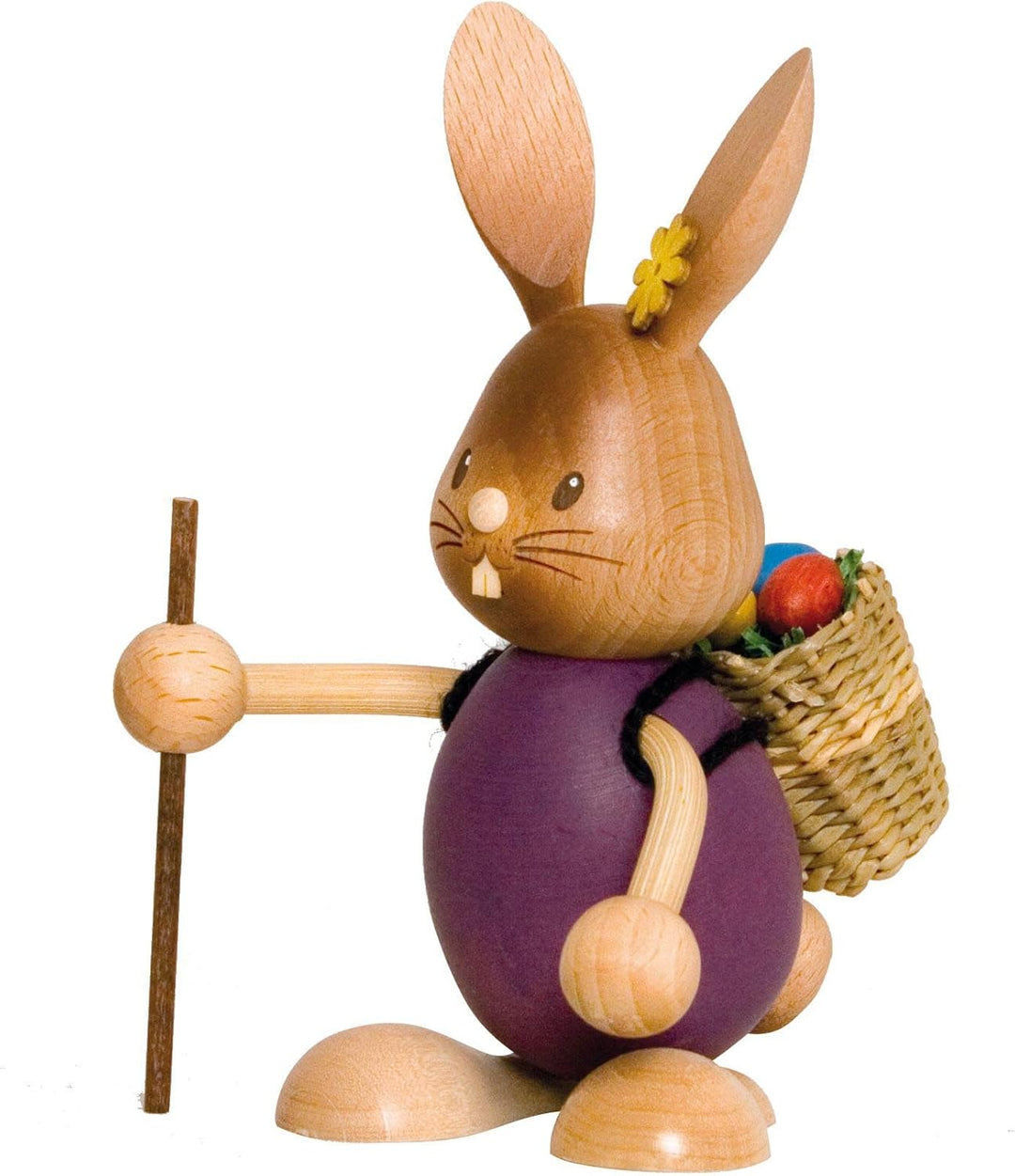 Drechslerei Kuhnert - Osterdekoration / Osterhase - Stupsi Hase "Wanderer" - 12cm - aus Holz - Made