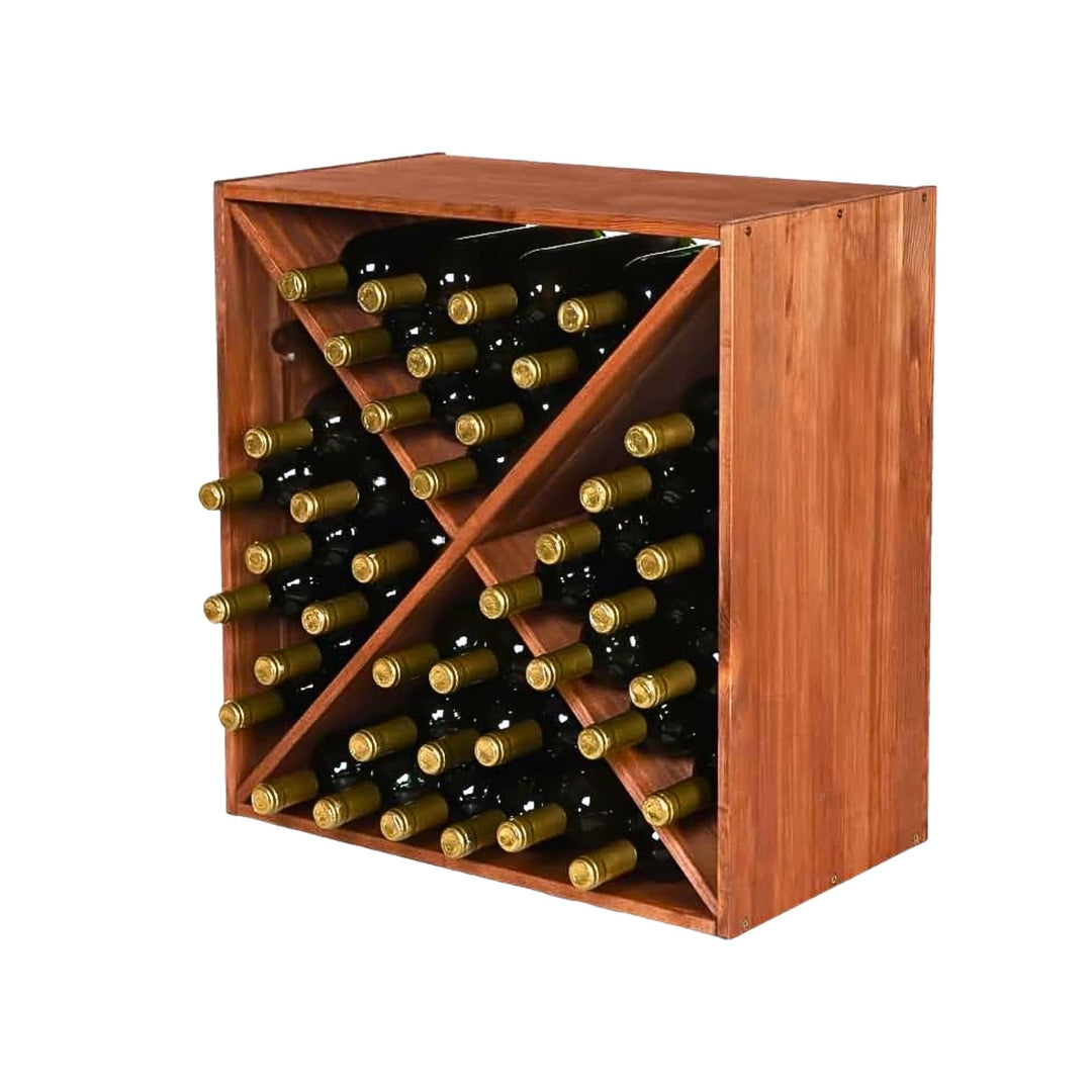 PROREGAL Modulares Weinregal VINCELLAR MOD | HxBxT 60x60x30cm | Kreuz Modul für 40 Flaschen | Massiv