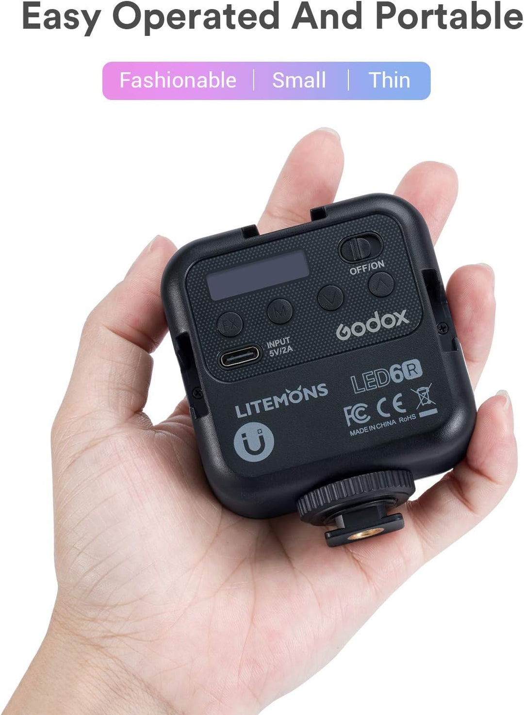 GODOX LITEMONS LED6R RGB LED-Videoleuchte, Taschenlicht Bicolor 3200K-6500K CRI 95, 13 FX Lichteffek