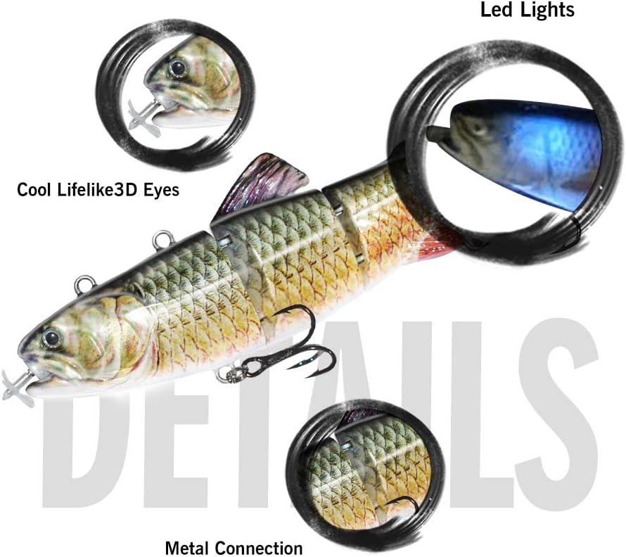ods lure Robotic Schwimmköder USB wiederaufladbar Fischköder mit LED Licht Elektrischer Angelköder m