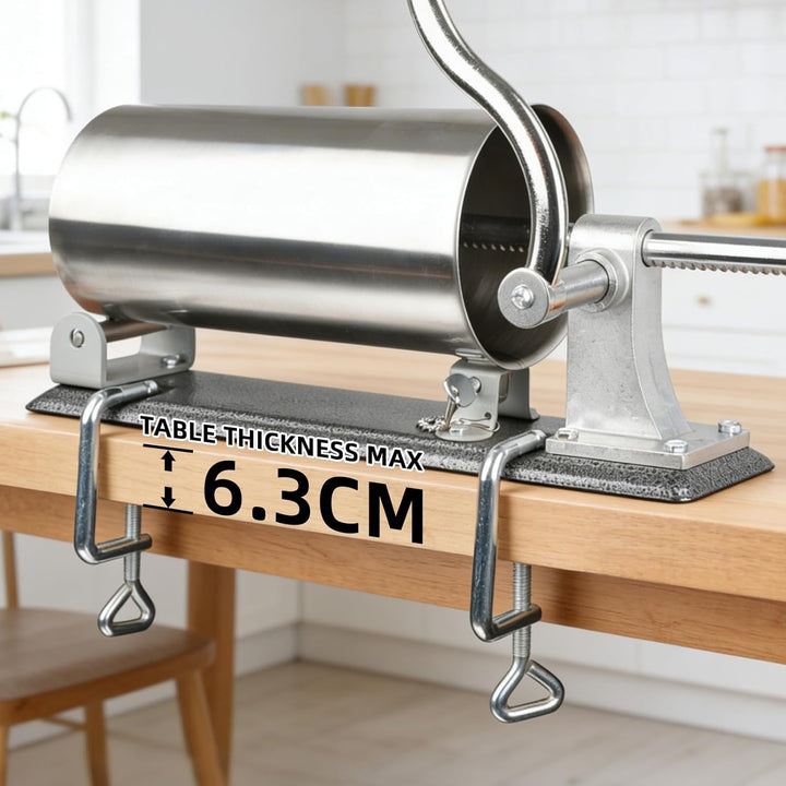 Manuell Wurstfüller aus Edelstahl, 4L Horizontale Füllmaschine mit Tischklemme, Enthält 4 Kunststoff