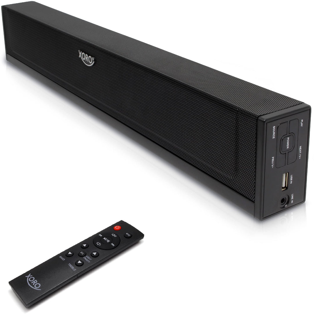XORO TV Soundbar HSB 50 V2 mit 25 Watt Leistung, Bluetooth Lautsprecher, USB Mediaplayer, Line IN, O