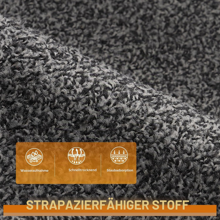 Mibao Fussmatte für Innen & Aussen, 60 x 120cm Schwarz Grau, Dauerhaft Waschbar, Schmutzfangmatte ru