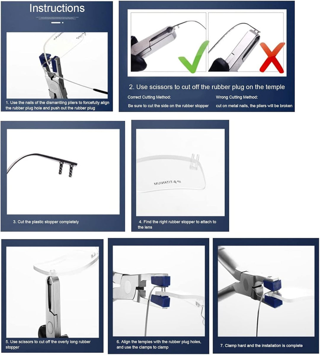 Kombizangen, Gläser Zange Randlose Demontage Brillengestell Brillenputzer Reparatur Set Optisches Ki