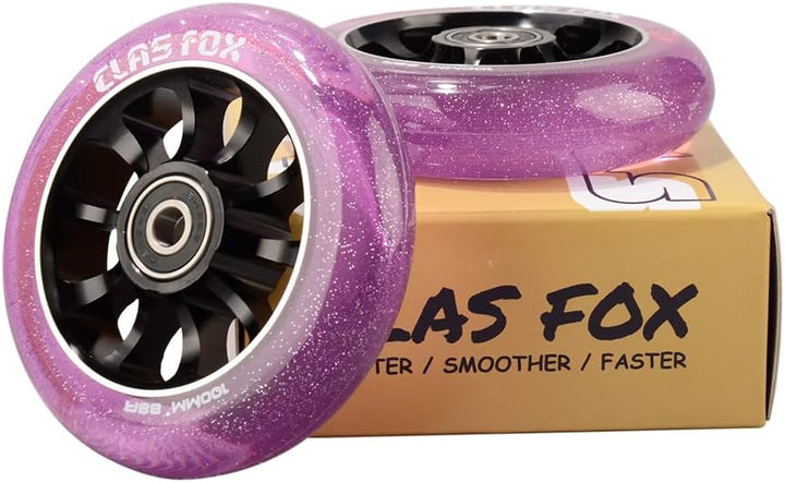 CLAS FOX Pro Stunt Scooter Rollen Roller Räder Wheels 100mm EIN Paar mit ABEC-9 Kugellager CNC Metal