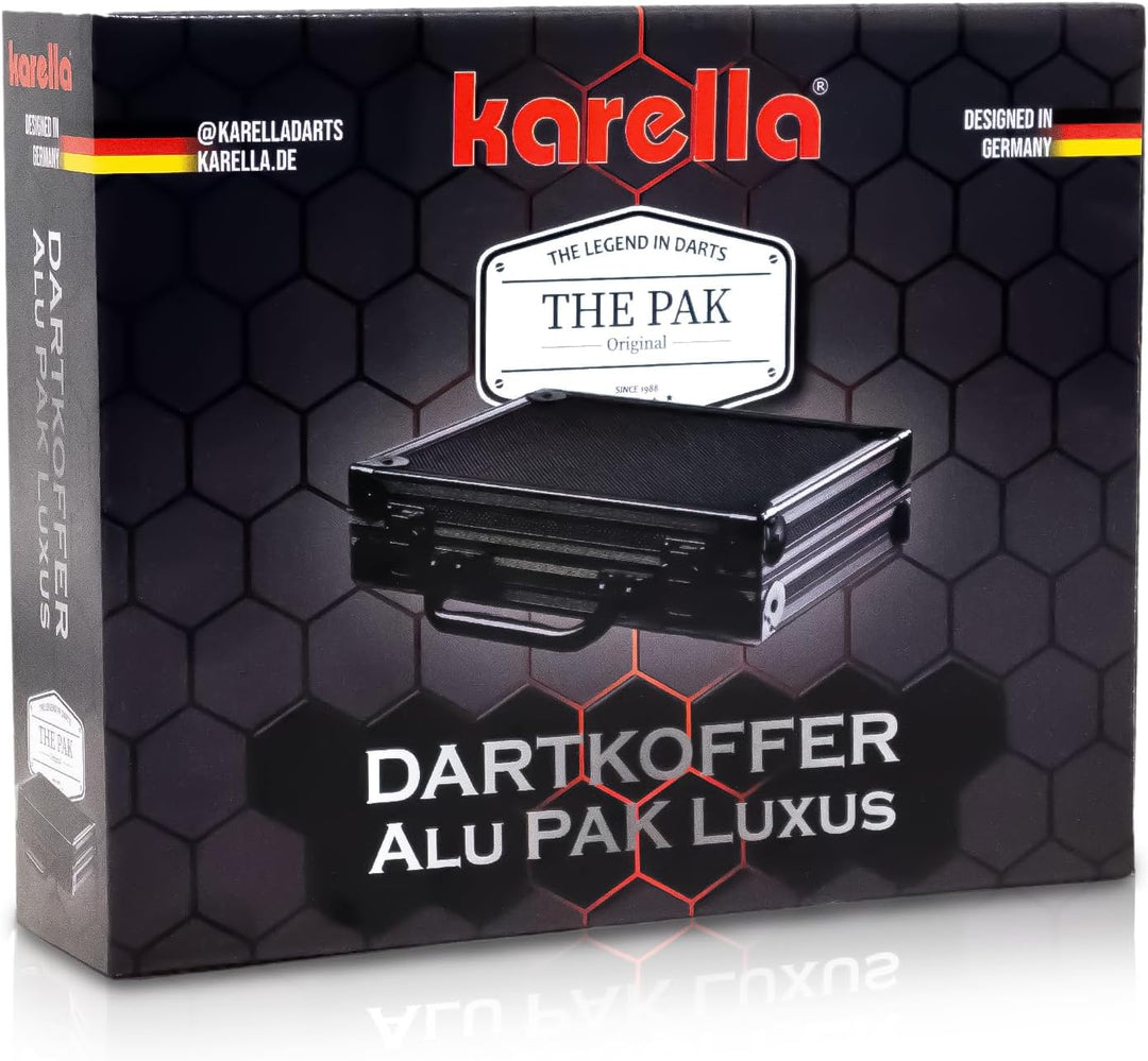 Dartkoffer Luxus in schwarz, schlagfest, Platz für 4 komplette Dartsets und Zubehör, Dartcase, Tasch
