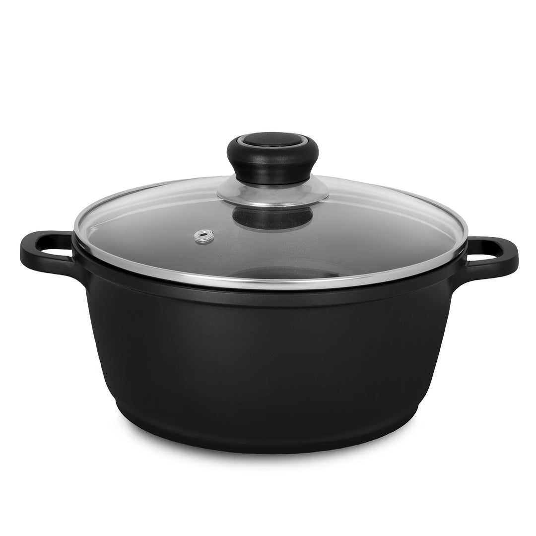 Krüger Aluguss-Topf Delta mit Glasdeckel - 20 cm - Kochtopf für gesunde & fettarme Speisen - geeigne