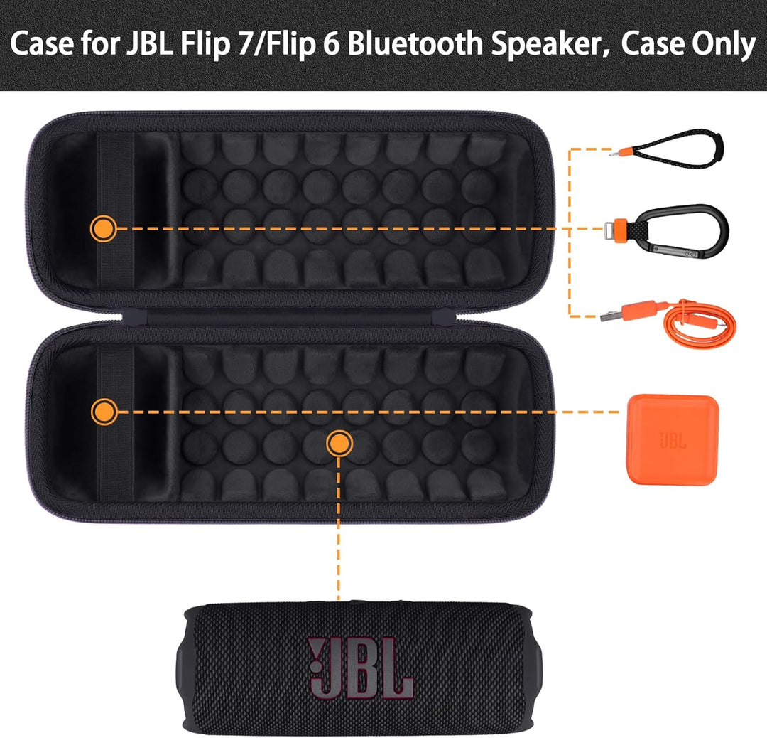 Khanka für JBL Flip 7 / Flip 6 wasserdichte tragbare Bluetooth-Lautsprecher Hartschalen-Reise-Aufbew