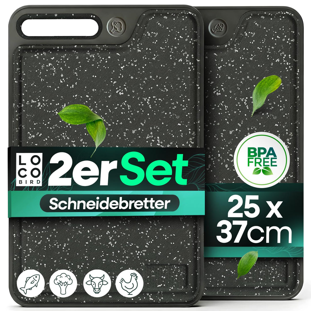 Loco Bird Schneidebrett Kunststoff spülmaschinenfest - 37,5x26,5cm - Schneidebretter 2er Set - messe