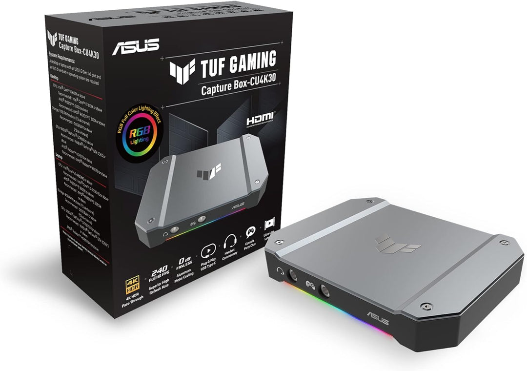 ASUS TUF Gaming Capture Box (CU4K30) Streaming Box (bis zu 4K, bis zu 240Hz, 2x 3,5mm-Anschluss, kom