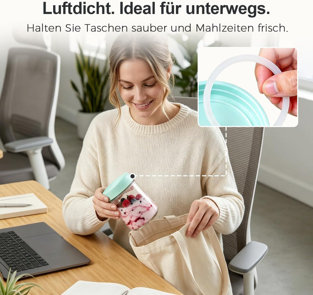 ComSaf Familien Meal Prep Gläser 6er Set 500ml, Grosse Glasdosen mit Deckel Bunt für Büro Frühstück,