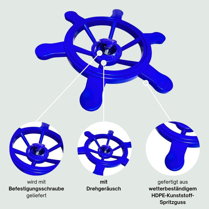 h2i Steuerrad für Spielturm & Spielhaus | Piraten Steuerrad aus wetterfestem Kunststoff | bewegliche
