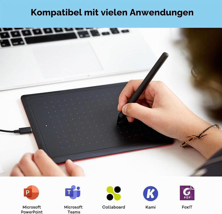 One by Wacom Stifttablett mit drucksensitivem Stift, geeignet für Windows, Mac &amp; Chromebook, Small,