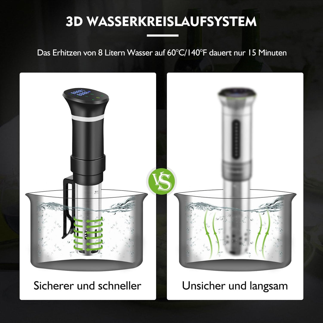 Sous Vide Garer Sous Vide Stick aus Edelstahl, Slow Cooker mit LED Touch-Display, 1000W Sous-vide Ga