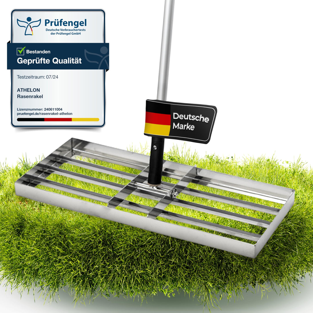 ATHELON® Rasenrakel mit Gummigriff – Stabil &amp; langlebig – Nivellierrechen zum Nivellieren von Rasen,