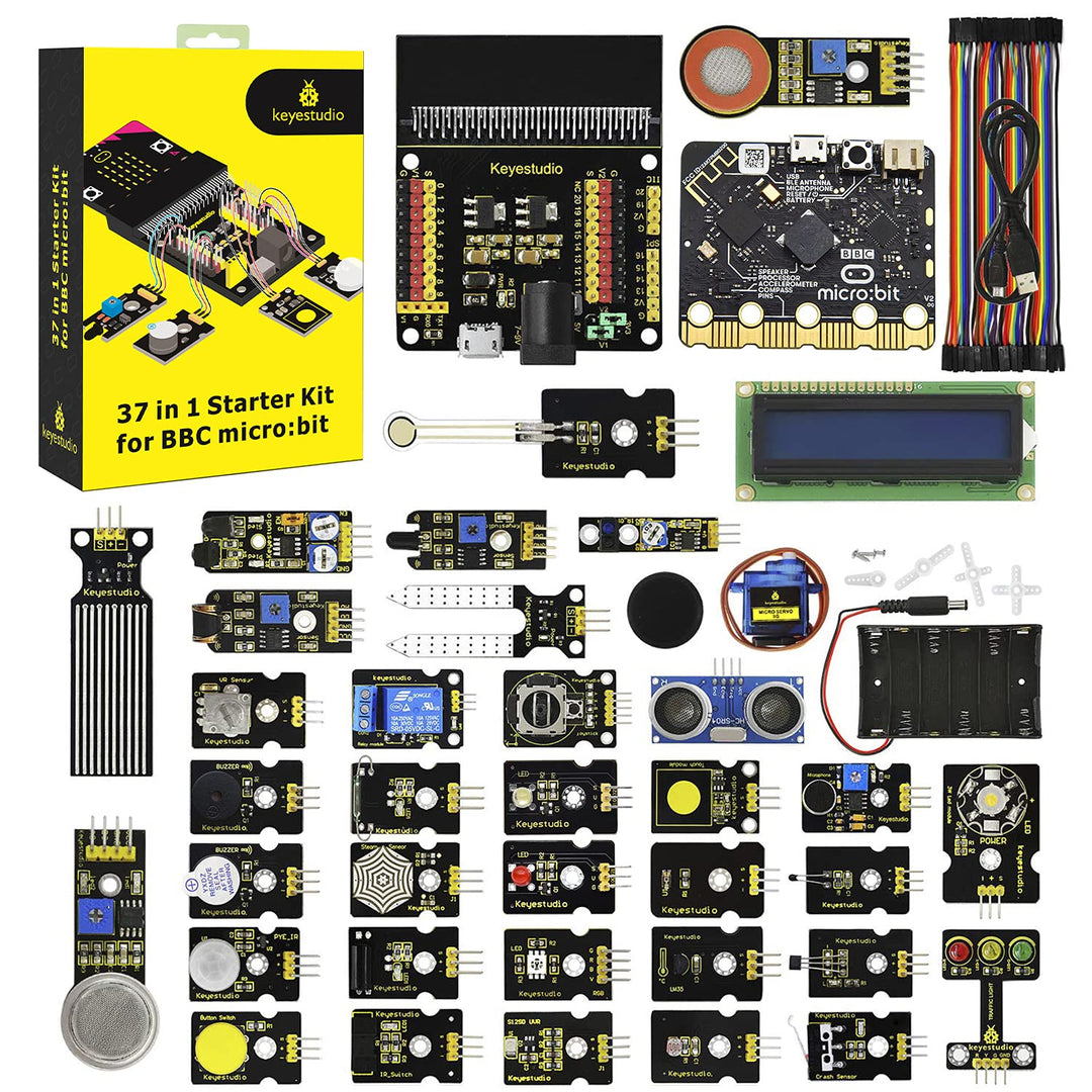 KEYESTUDIO BBC Micro:bit 37 In 1 Sensor Starto Kit | Microcontroller Starter Kit mit Microbit V2, PD