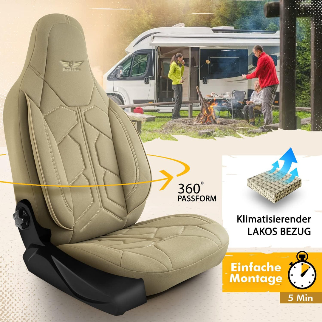RC Royal Class Pilotensitzbezug Sitzbezüge Schonbezug Set passend für Wohnmobil Ducato Camper Hymer