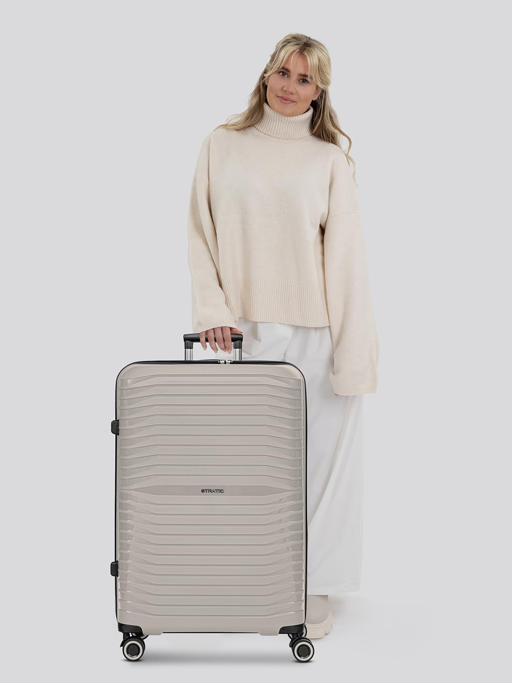 Stratic Shine Koffer & Trolley Gross | Hergestellt aus Bruch- & Kratzfestem Polypropylen mit 4 Rolle