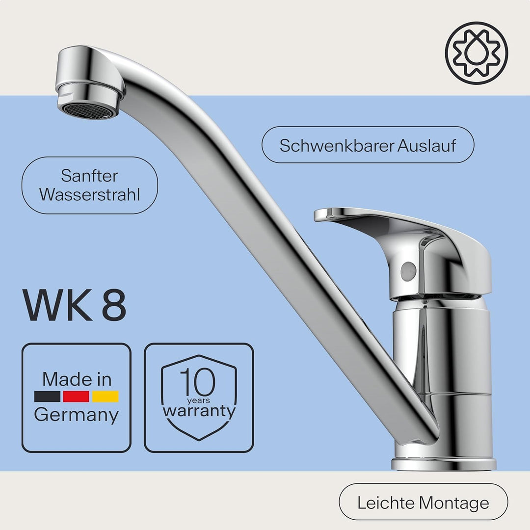 Küchenarmatur WK8 | Wasserhahn Küche | Armatur Spültisch | Mischbatterie für die Küche | Spültischar