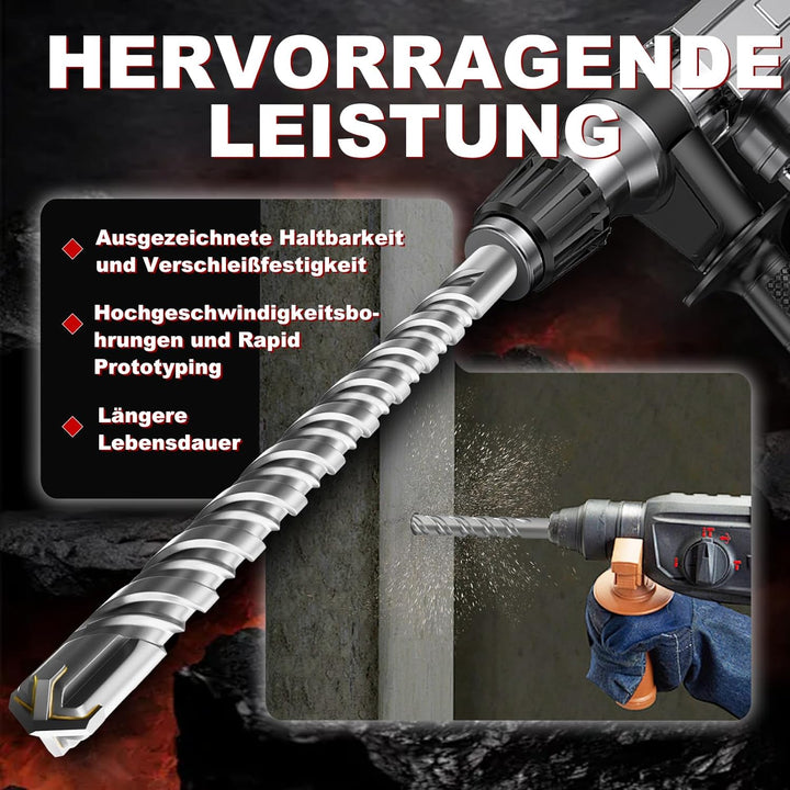 4 Stück (10、12、16、24）*350, Hammerbohrer, Betonbohrer,Für Stein, Beton, Naturstein, Ziegelmauer 4 Stü