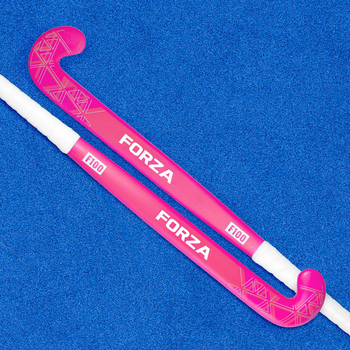 FORZA F100 Hockeyschläger – 100% Glasfaser | Mid Bow Hockey Schläger 93 cm (36,5") Rosa + Luxustasch