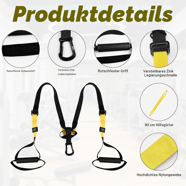 Sling Trainer, Schlingentrainer für Ein Ganzkörpertraining, Suspension Trainer mit Türanker Einstell