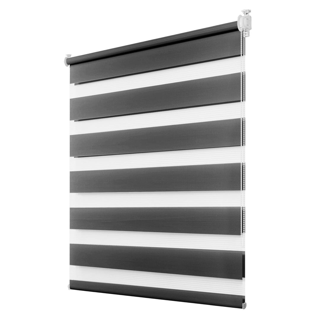 Deswell Doppelrollo Klemmfix ohne Bohren Anthrazit B40 x H120 cm (Stoffbreite 36cm) Rollos für Fenst