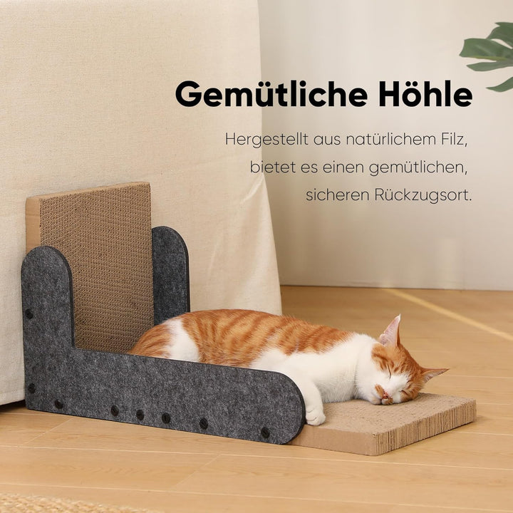 FUKUMARU Kratzbrett Katzen, 68 cm hohe L förmige Kratzpappe für Katzen, widerstandsfähig Katzenkratz